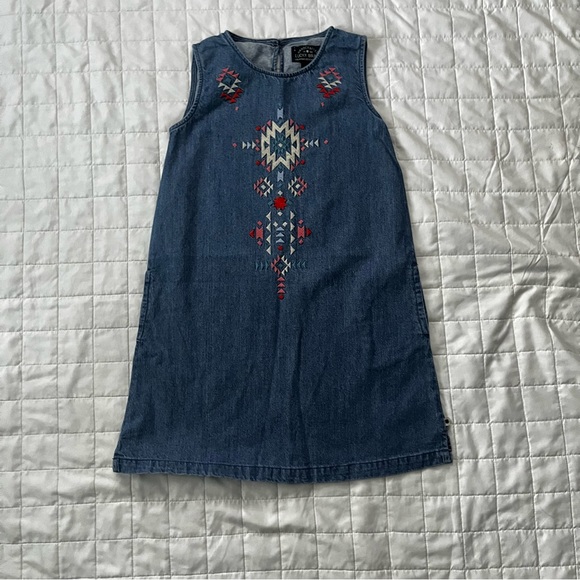 Lucky Brand Other - LUCKY Brand Geo Embroidered Sleeveless Dress CALI Lucy Wash Denim Girls' Size 6X